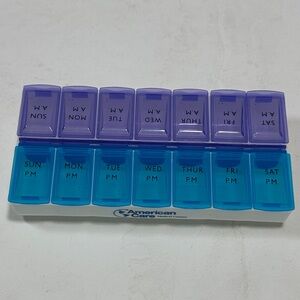American Care Blue and Purple Weekly Pill Organizer AM / PM